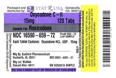Oxycodone 15 mg Label Image (Oxycodone 15 mg Label 659)